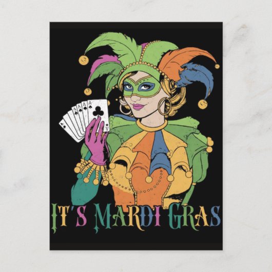 Mardi Gras Playing Cards Six Seven Deck Trucker  シーズンポストカード (正面)