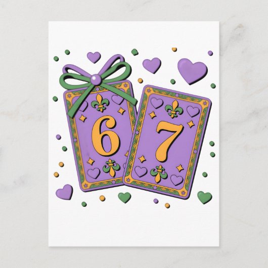 Mardi Gras Playing Cards Six Seven Deck Trucker Ha シーズンポストカード (正面)