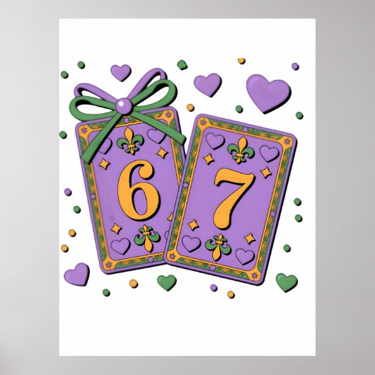 Mardi Gras Playing Cards Six Seven Deck Trucker Ha ポスター (正面)