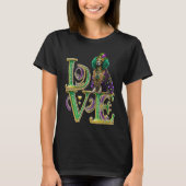 Mardi Gras Poodle Word LOVE Masquerade Tシャツ (正面)