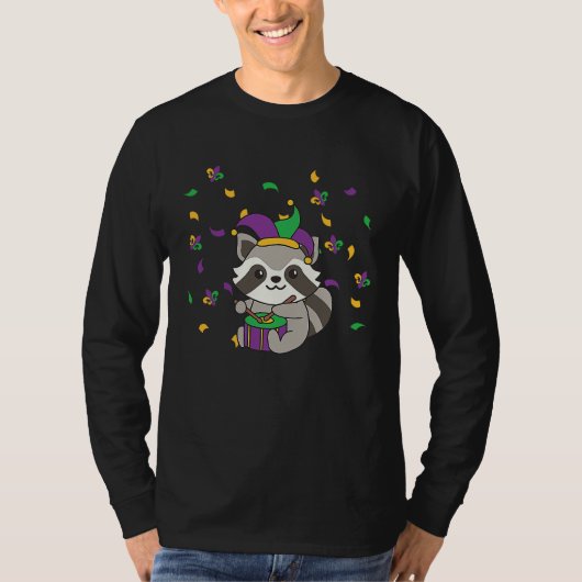 Mardi Gras Raccoon With Drum Mardi Gras Costume Tシャツ (正面)