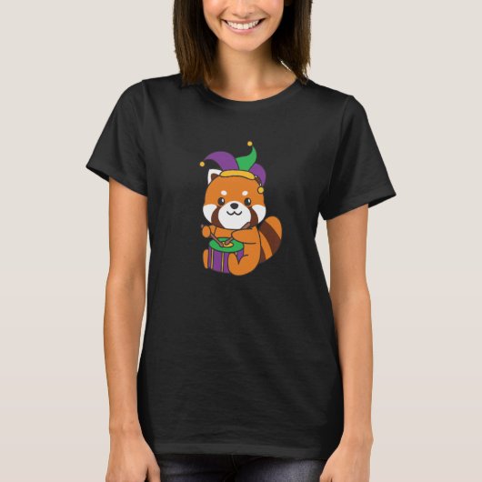 Mardi Gras Red Panda With Drum Mardi Gras Costume  Tシャツ (正面)