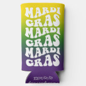 Mardi Gras Retro Text Ombre Party スリム缶クーラー (裏面)