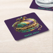 Mardi Gras Royal Macaron スクエアペーパーコースター (アングル)