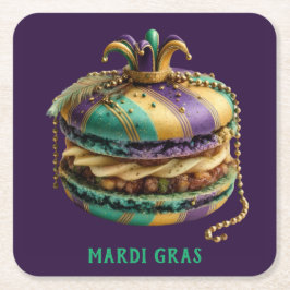 Mardi Gras Royal Macaron スクエアペーパーコースター
