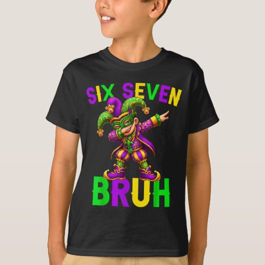 Mardi Gras Six Seven Bruh Dab Jester 6 7 Meme Fat  Tシャツ (正面)