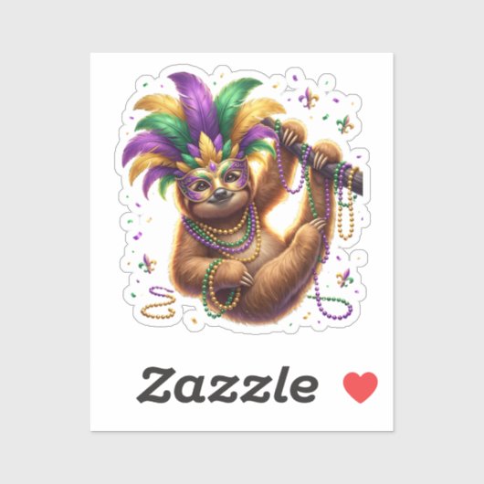 Mardi Gras Six Seven Bruh Sloth 6 7 Meme シール (シート)