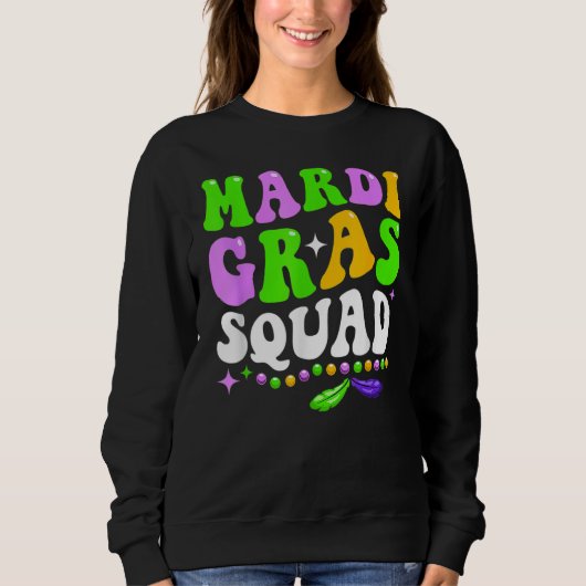 Mardi Gras Squad Matching Family Group 2023 New Or スウェットシャツ (正面)