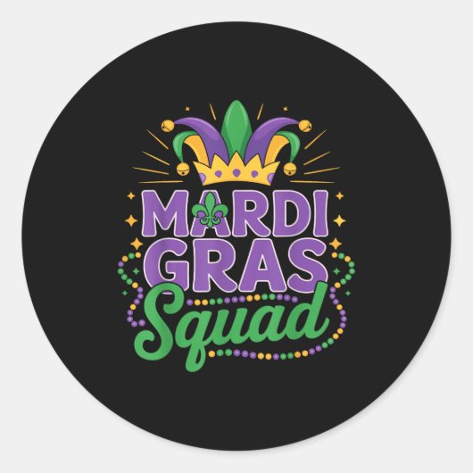 Mardi Gras Squad Matching Group Cruise Crew Party ラウンドシール (正面)
