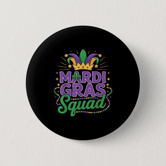 Mardi Gras Squad Matching Group Cruise Crew Party 缶バッジ (正面)