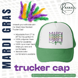 Mardi Gras Stacked Trucker Cap キャップ