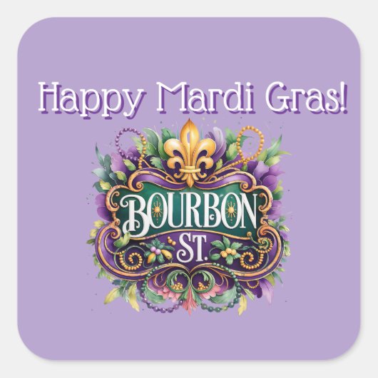 Mardi Gras Sticker スクエアシール (正面)