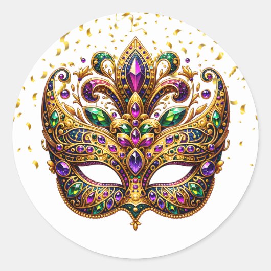 Mardi Gras Sticker ラウンドシール (正面)