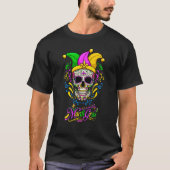 Mardi Gras Sugar Skull Fleur De Lis Jesters Hat Pa Tシャツ (正面)