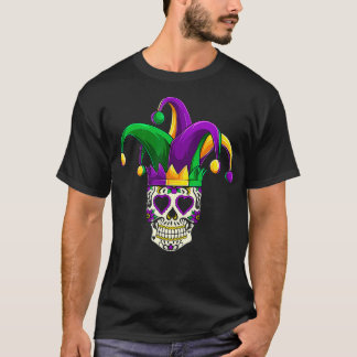 Mardi Gras Sugar Skull Jester Costume , Women Man  Tシャツ