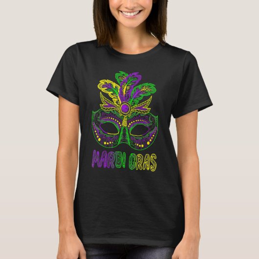Mardi Gras T Shirt Mardi Gras 2023 Beads Mask Feat Tシャツ (正面)