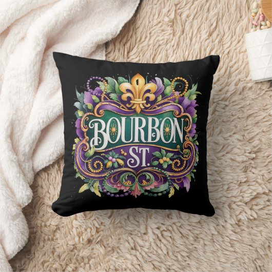 Mardi Gras Throw Pillow クッション (ブランケット)