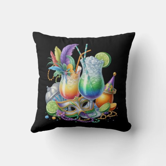 Mardi Gras Throw Pillow クッション (裏面)