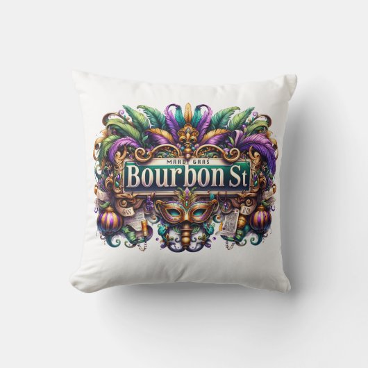 Mardi Gras Throw Pillow クッション (正面)