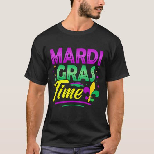 Mardi Gras Time – Festive Carnival Colors Tシャツ (正面)
