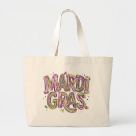 Mardi Gras Tote Bag – Colorful Carnival Party Bag ラージトートバッグ
