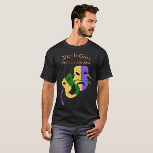 Mardi Gras Tragedy Comedy Mask Tシャツ (正面フル)