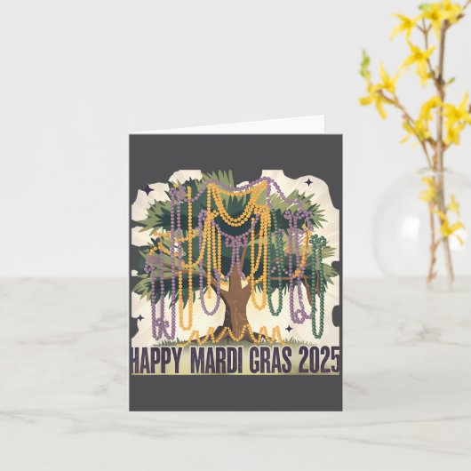 Mardi Gras Tree Carnival New 2024 For Women Valent カード (黄色い花)