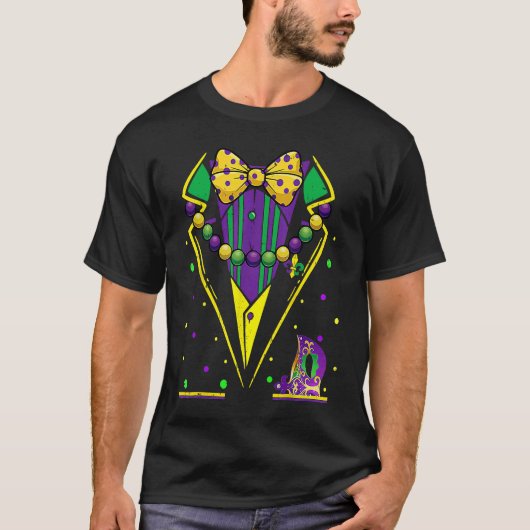 Mardi Gras Tuxedo Vest Party Suit Carnival Parade  Tシャツ (正面)