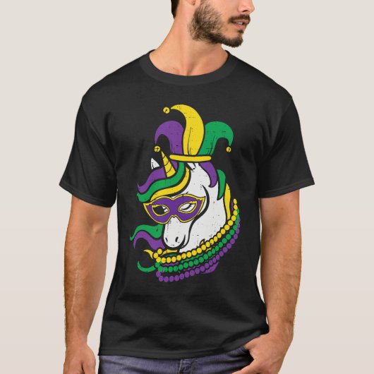 Mardi Gras Unicorn Cute Outfit Girls Kids Toddlers Tシャツ (正面)