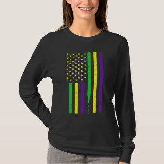 Mardi Gras US Flag Baseball Bat Patriotic Men Wome Tシャツ