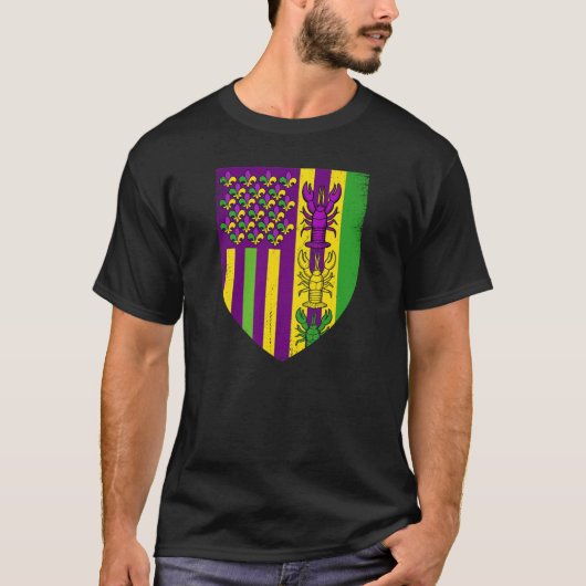 Mardi Gras USA American Flag Crawfish Tシャツ (正面)