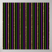 Mardi Gras Vertical Lines Golden Glitter NOLA ポスター (正面)