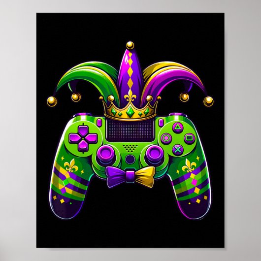 Mardi Gras Video Game Controller Jester Hat Boy Ki ポスター (正面)