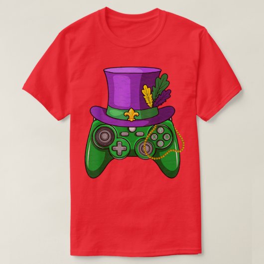 Mardi Gras Video Game Controller Jester Hat Costum Tシャツ (デザイン正面)