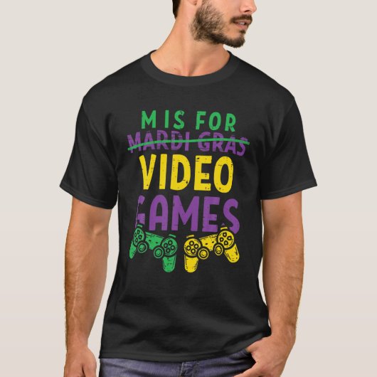 Mardi Gras Video Game Controller Jester Hat Costum Tシャツ (正面)