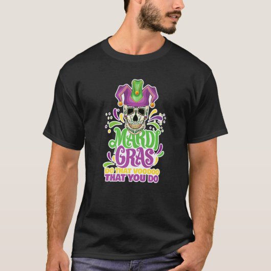 Mardi Gras Voodoo  Black Magic Carnival Fan Voodoo Tシャツ (正面)