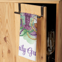 Mardi Gras Watercolor Celebration キッチンタオル