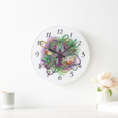 Mardi Gras Watercolor Celebration  ラージ壁時計 (ホーム)