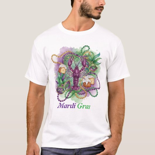 Mardi Gras Watercolor Celebration  Tシャツ (正面)