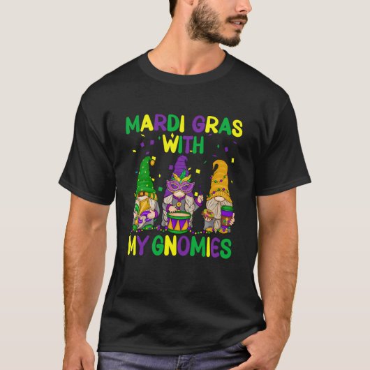 Mardi Gras with My Gnomies Mardi Gras Three Gnomes Tシャツ (正面)