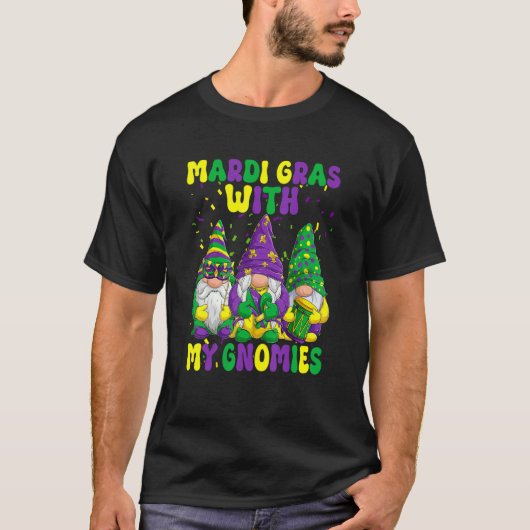 Mardi Gras with My Gnomies Mardi Gras Three Gnomes Tシャツ (正面)