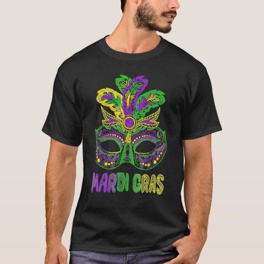 Mardi Gras Yall Carnival Mask Beads Costume New Or Tシャツ (正面)