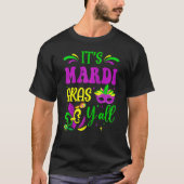Mardi Gras Yall Funny Mardi Gras Party Mask Beads  Tシャツ (正面)