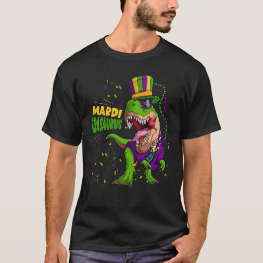 Mardi Grasaurus Mardi Gras Trex Dinosaur Mardi Gra Tシャツ (正面)