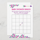 Mardia Gras種族及び矢のベビーシャワーのビンゴカード 招待状 (正面/裏面)