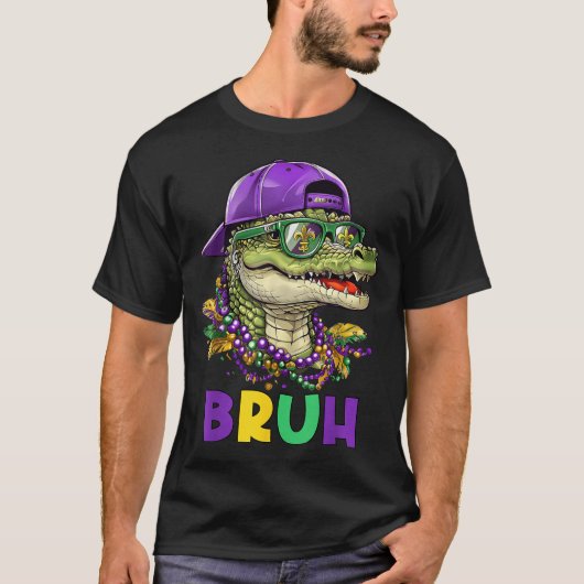 Mardigator Alligator Bruh Mardi Gras Costume Teens Tシャツ (正面)