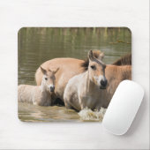 Mare with Foal Crossing a River マウスパッド (マウス)