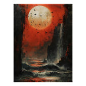 Marea de Luna Sangrienta Paisaje Marino Surrealisa ポスター (正面)