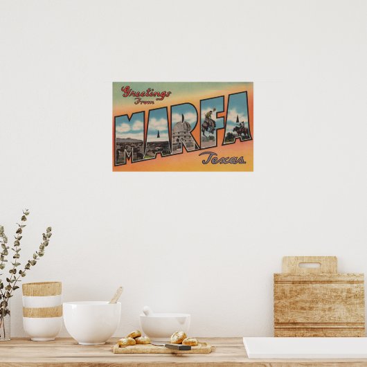 Marfa, TexasLarge Letter ScenesMarfa, TX ポスター (キッチン)