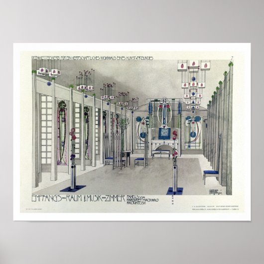 Margaret Maによるパネル付きミュージックルームのデザイン ポスター (正面)